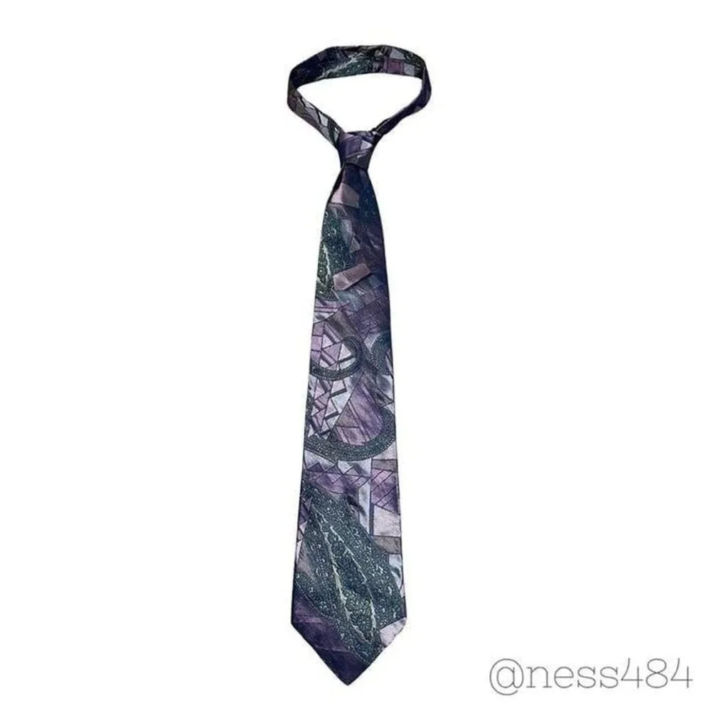 Zianetti Italian Silk Collection‎ Mens Tie Purple Geometric Pattern Necktie